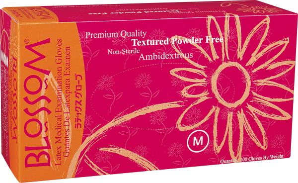 Blossom Latex Gloves: Powder-Free, Textured 100/Box