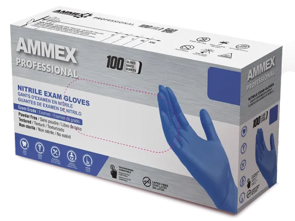 AMMEX Nitrile Gloves Blue 3 Mil Powder and Latex Free Medical Grade Gloves. (Case of 1,000)